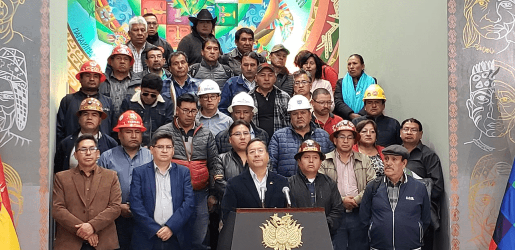 Presidente Luis Arce en una conferencia de prensa.